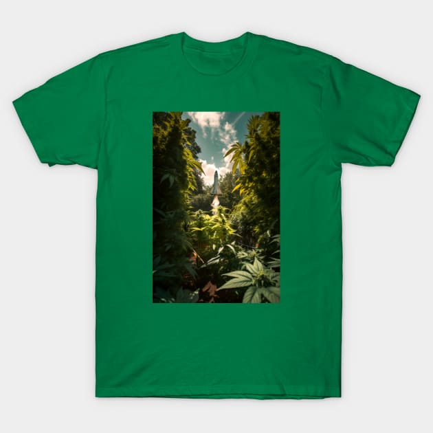 Space Shuttle In A Weed Garden T-Shirt by Butterfly Venom